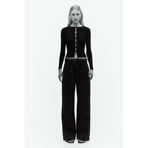 Zara EUC Black Ribbed Knit Button Down Cardigan Top Size XL